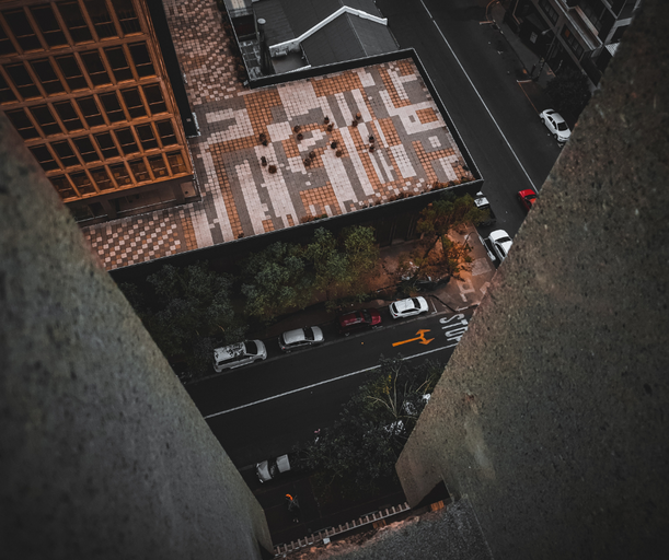 Street view from a roof top