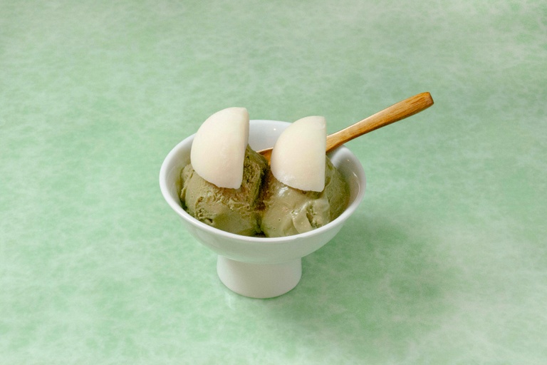 Green Tea Ice Cream with Vanilla Mochi