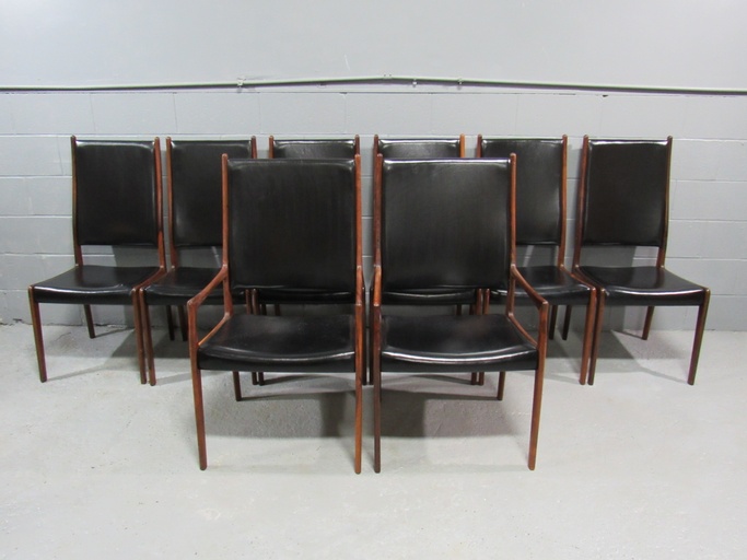 Set of 8 Mid-Century Danish Modern Rosewood Dining Chairs by Johannes Andersen for Mogens Kold Mobelfabrik
