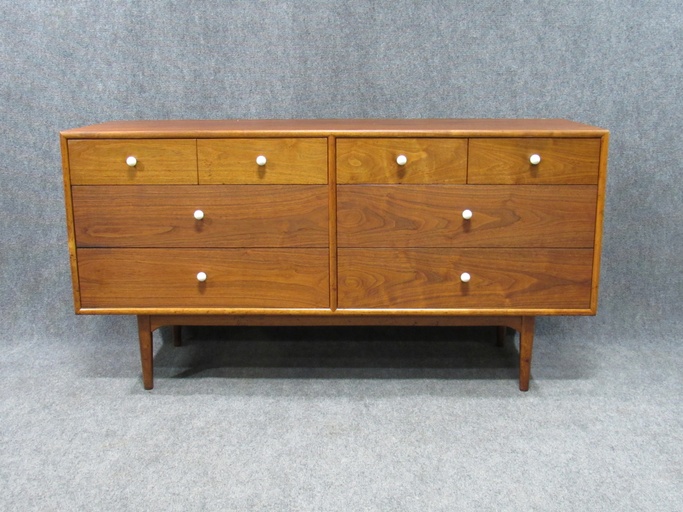 MId-Century Walnut Low and Long Chest of Drawers by Kipp Stewart for Drexel