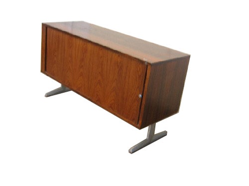 Rosewood Credenza with Brushed Aluminum Legs