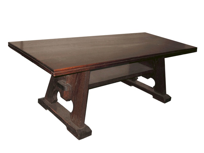 Arts and Crafts Oak Trestle Table