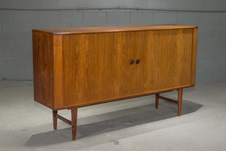 Danish Modern High Rosewood Sideboard with Tambour Doors