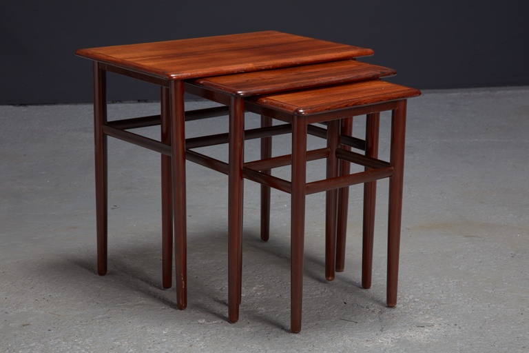 Set of 3 Danish Modern Rosewood Nesting Tables