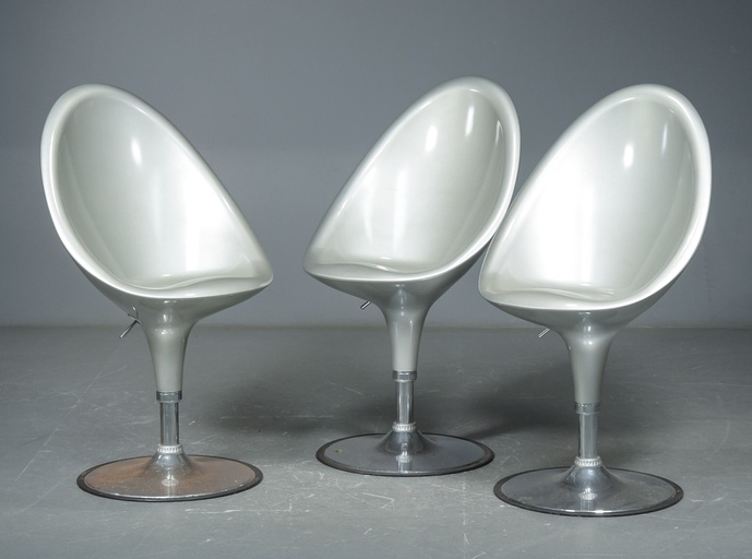 Set of Three Space-Age  Post-Modern Fiberglass Bar Stools 