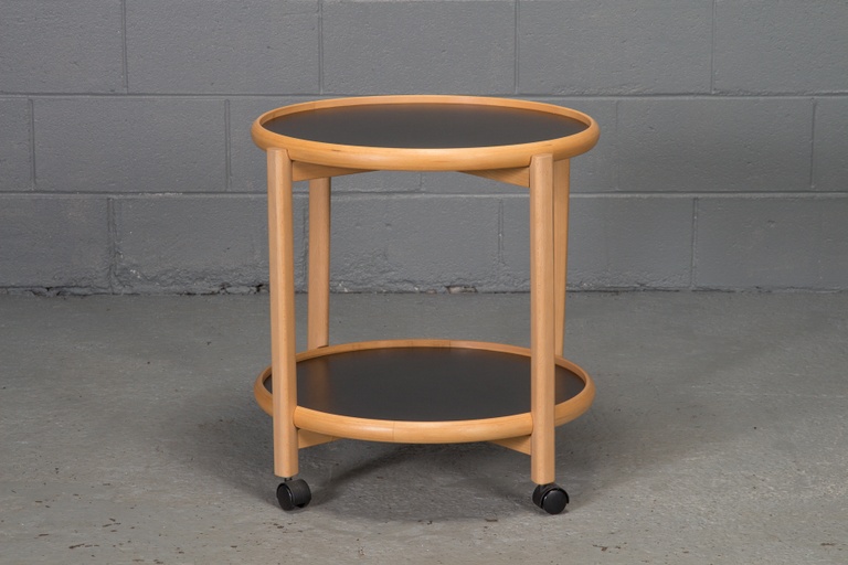 Two-Tier Reversible Top Beech and Laminate Side Table on Casters