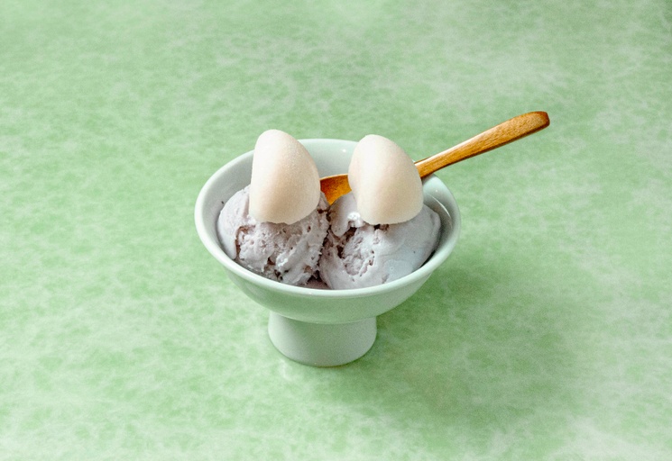 Red Bean Ice Cream with Vanilla Mochi