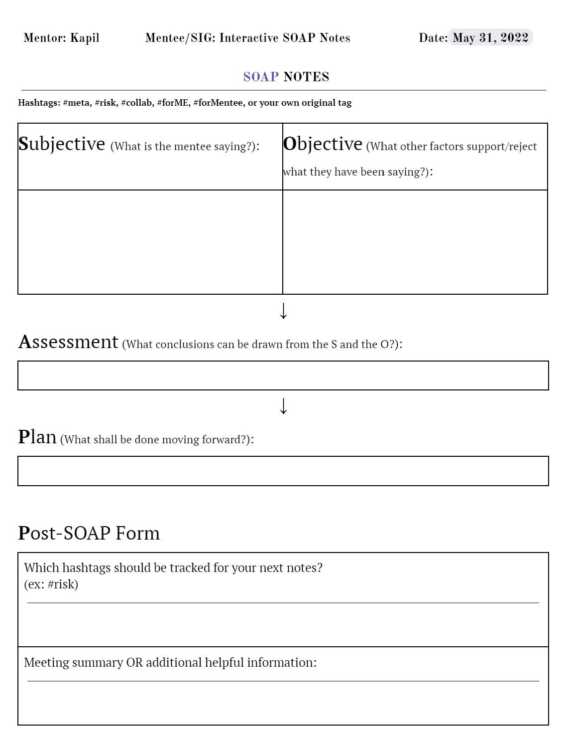 Interactive SOAP Notes