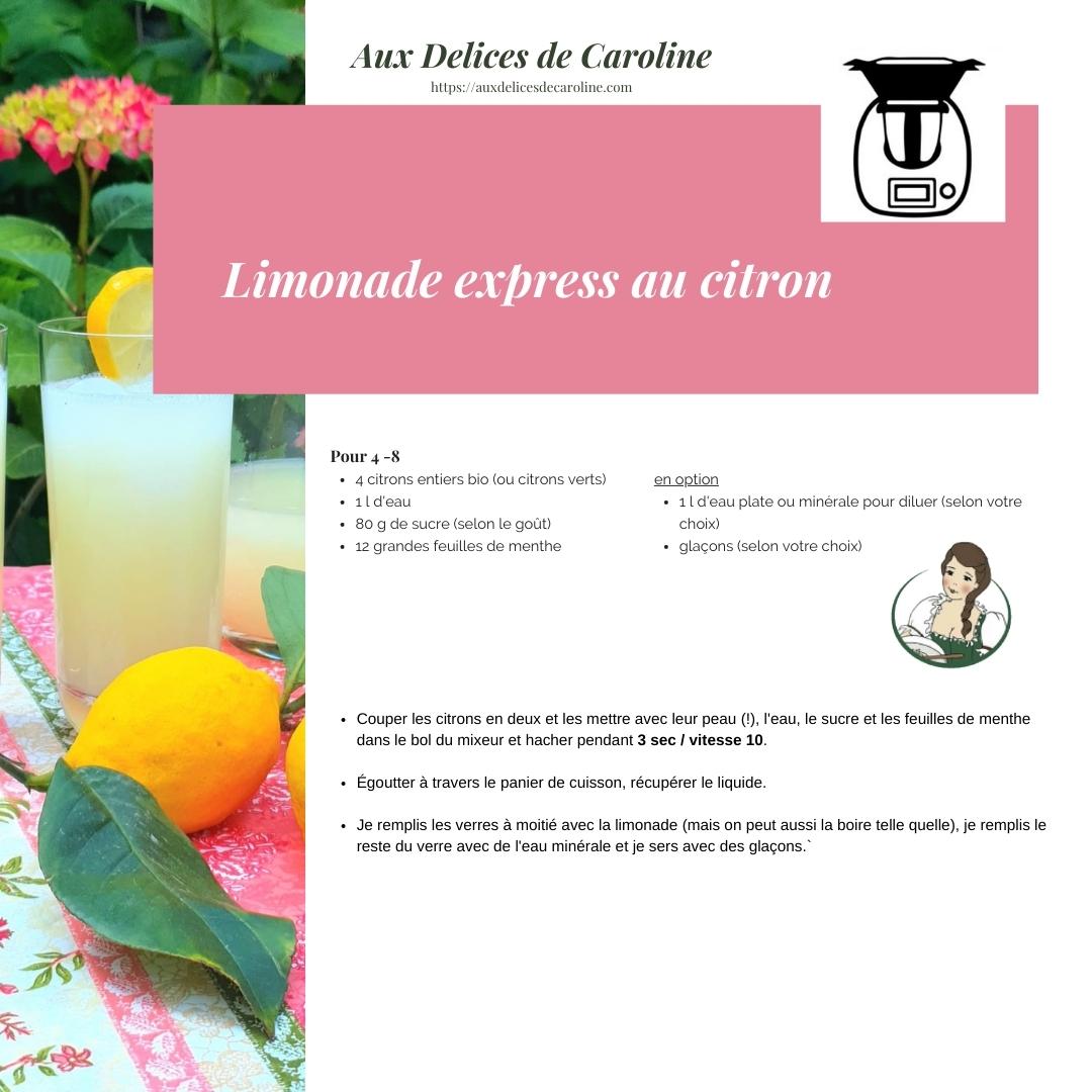 Limonade express au citron (traditionnelle & Thermomix)