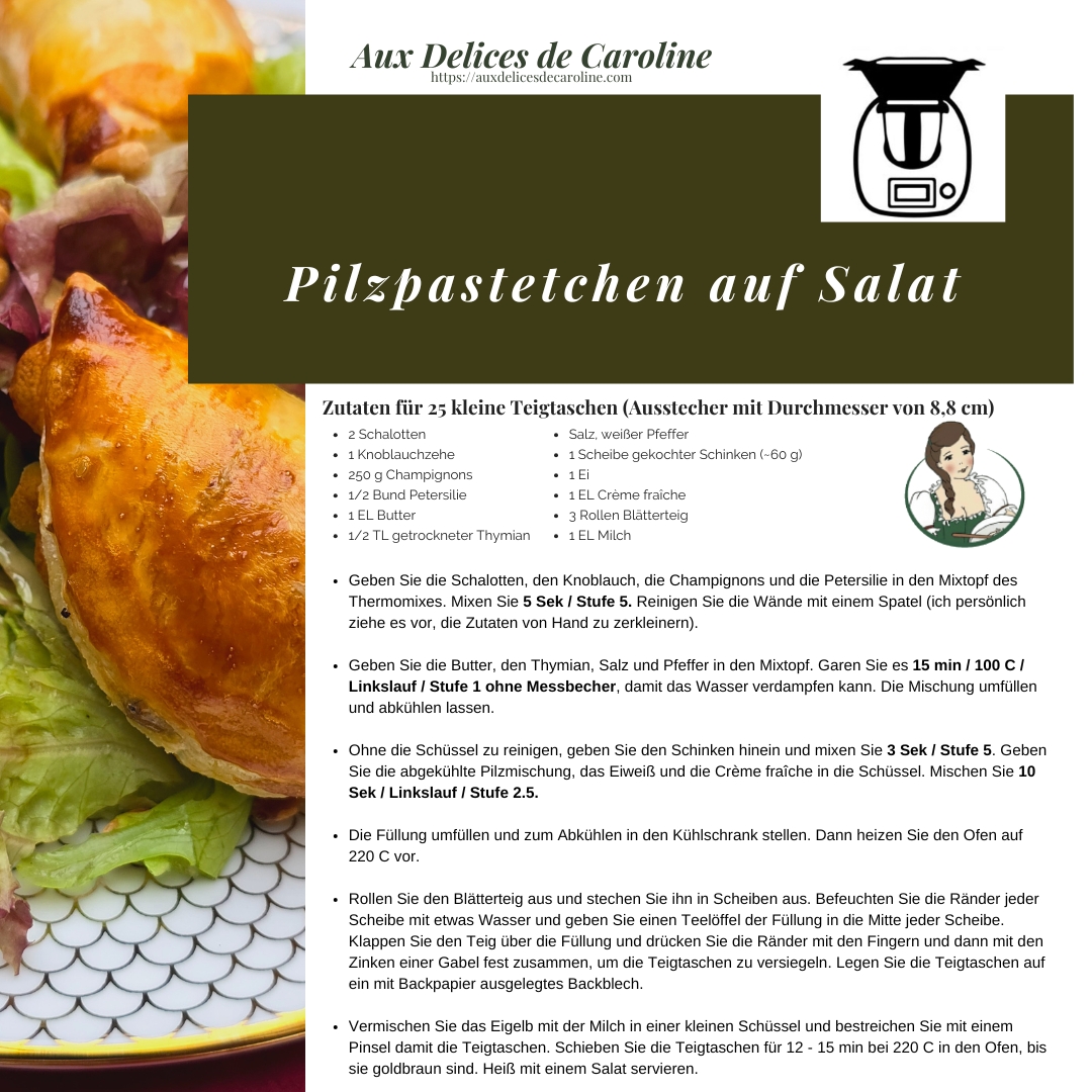 Pilzpastetchen auf Salat (traditionnel & Thermomix)