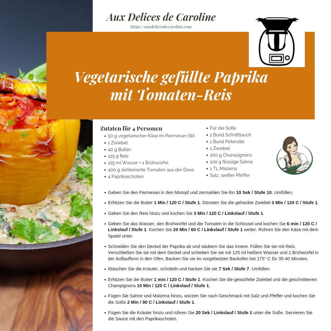 Vegetarisch gefüllte Paprika (Traditionelle Version & Thermomix)