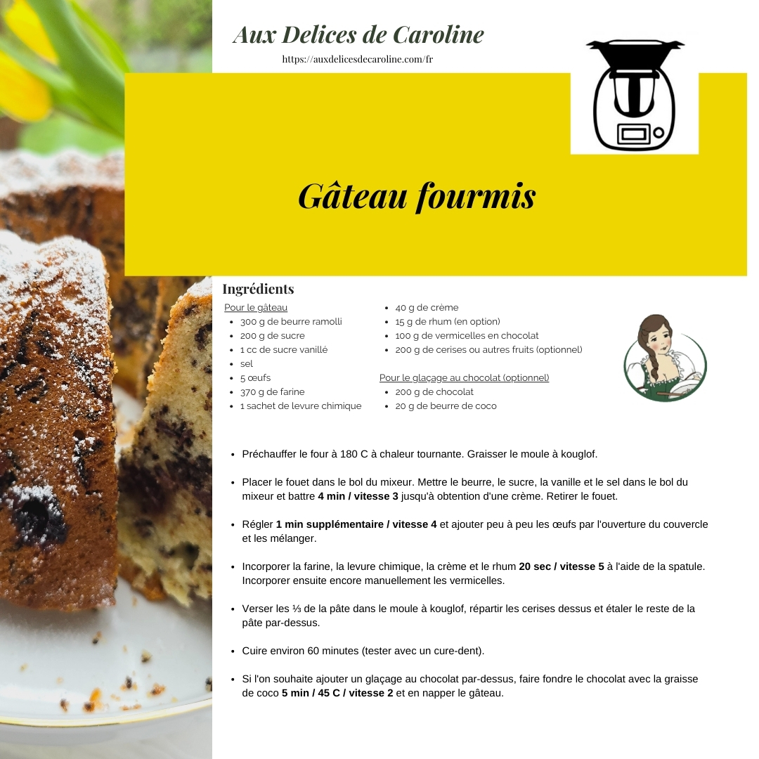 Gâteau fourmis (traditionnel & Thermomix)