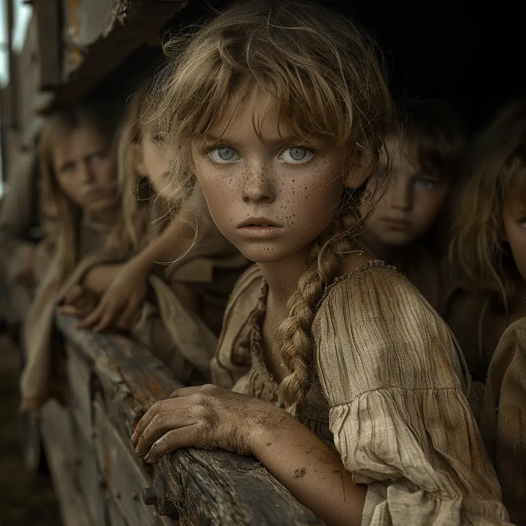 Young Lily feels overwhelmed by the vastness of the Oregon Trail, fears lurking in every sound, clinging to hope of a new family.