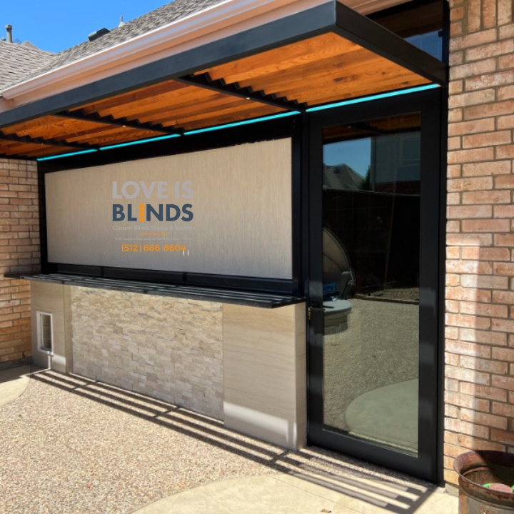 Love is Blinds 13785 Research Blvd., Suite 125, PMB #317, Austin, TX 78750 Exterior Patio Shades Installation