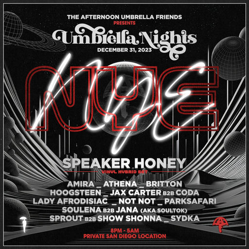 Flyer for Umbrella Nights NYE 2024
