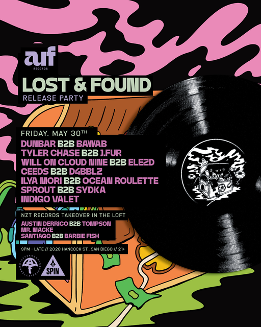 Flyer for AUF Records: Lost & Found Release Party