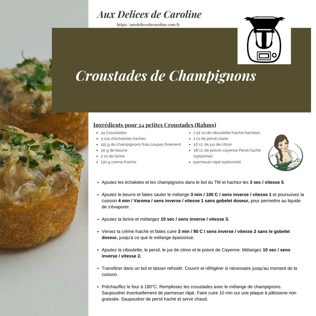 Croustades de Champignons (traditionelle & Thermomix)