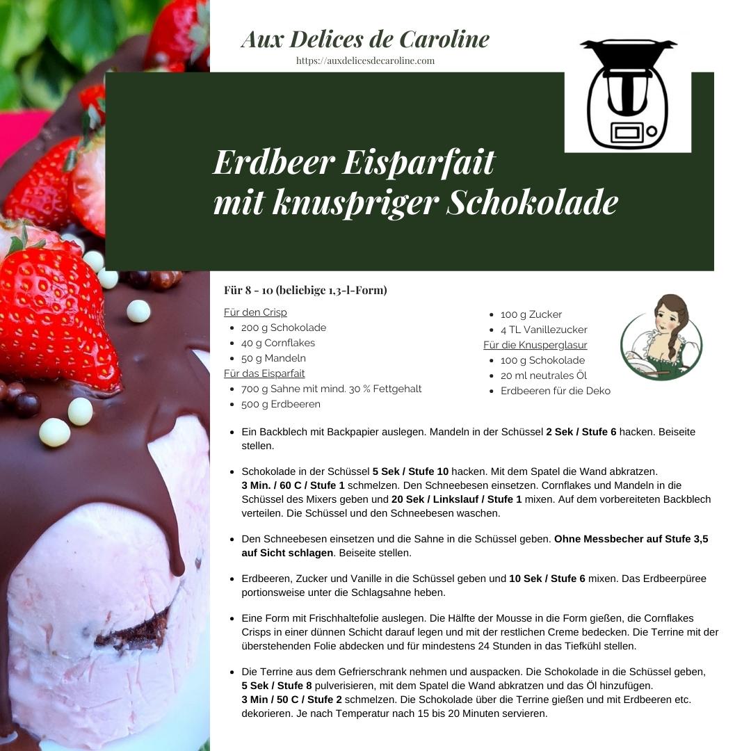 Erdbeer Eisparfait mit knuspriger Schokolade (traditionel & Thermomix)