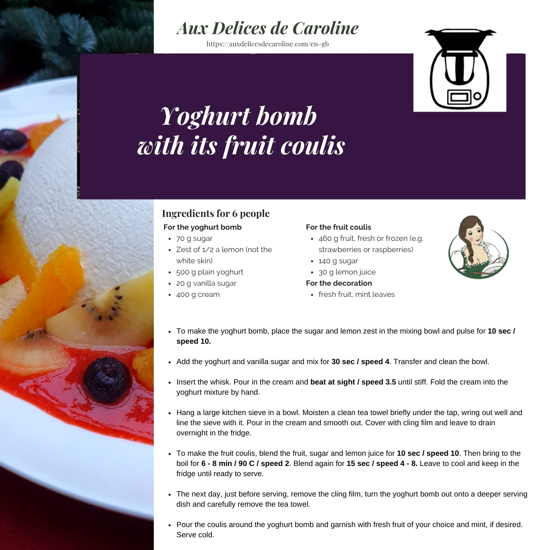 Yoghurt bomb with fruit coulis (traditional & Thermomix)