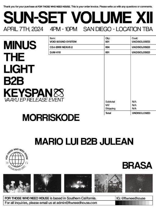 FTWNH // SUN-SET Volume XII flyer
