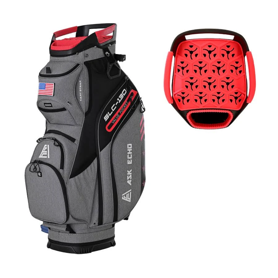 Ask Echo 2024 SLC-130 Golf Cart Bag with 15 Way Full Length Dividers Top, Premium Soundless Golf Cart Bag with Rain Cover for Men (Grey)