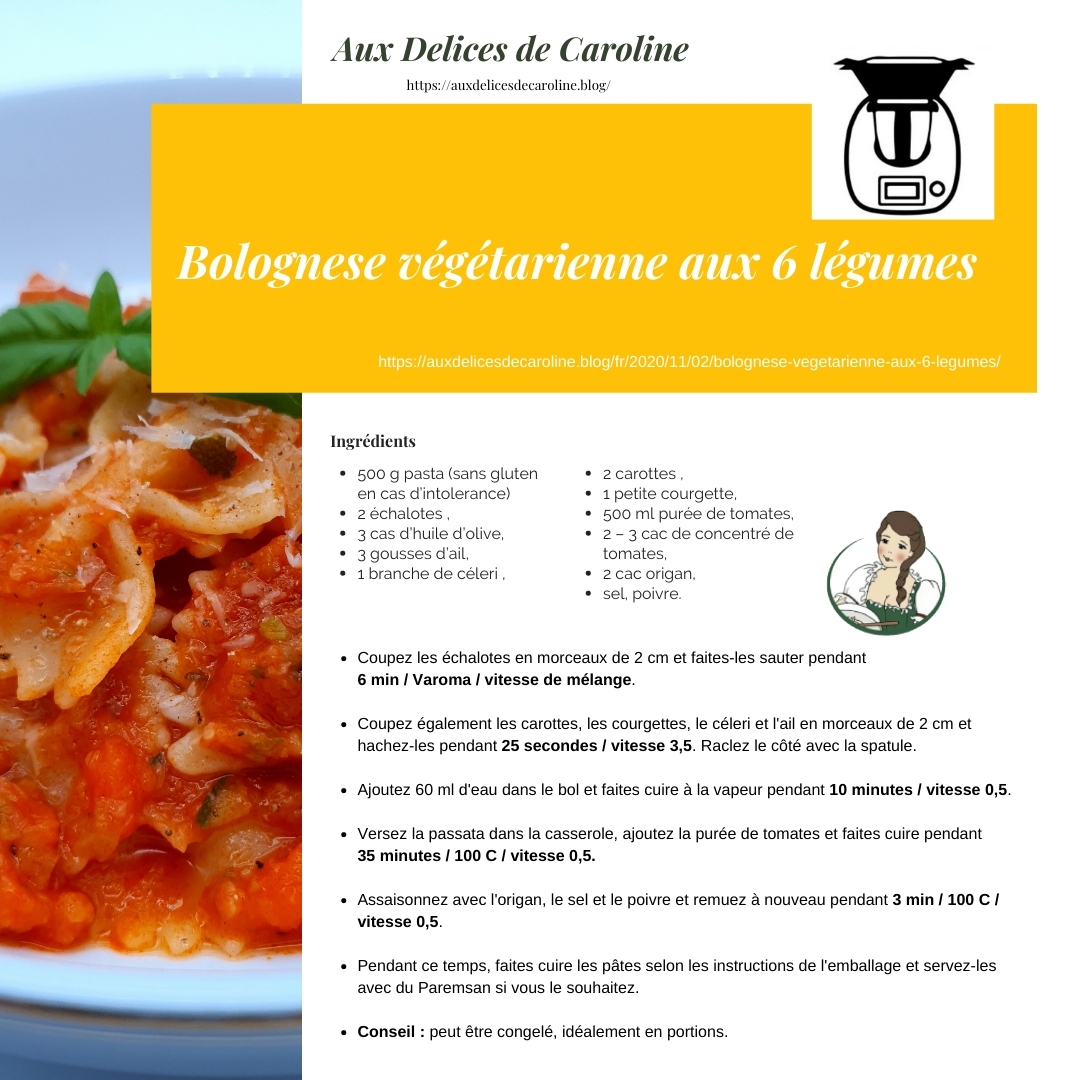 Bolognese végétarienne aux 6 légumes (traditionelle & Thermomix)