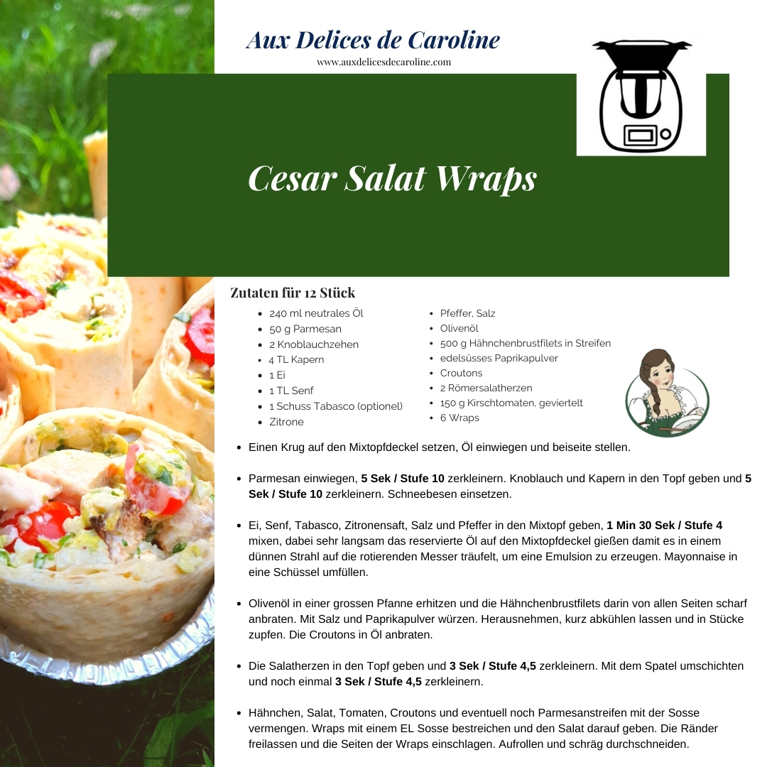 Cesar Salat Wraps ( traditionel & Thermomix)