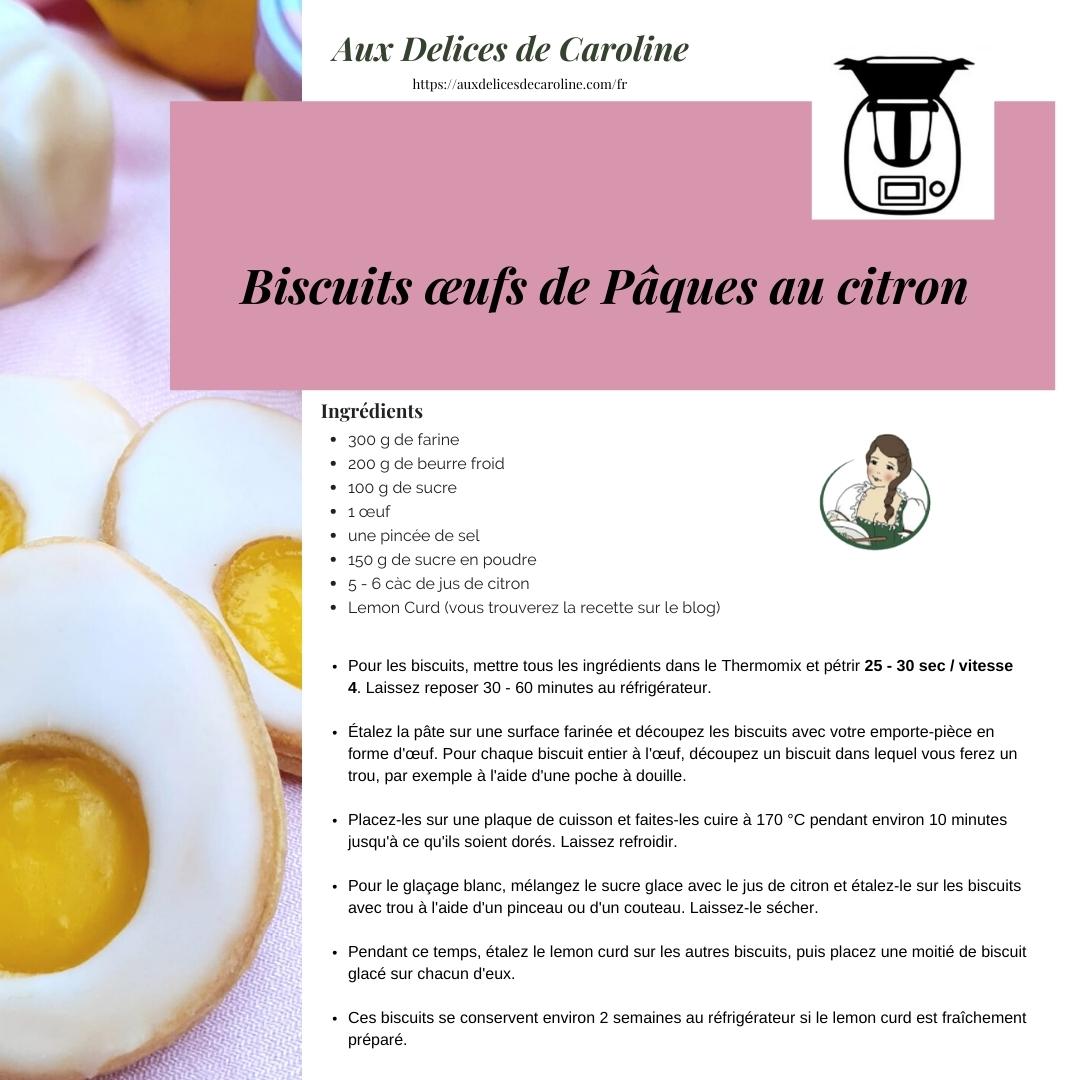 Biscuits œufs de Pâques au citron (traditionelle & Thermomix)