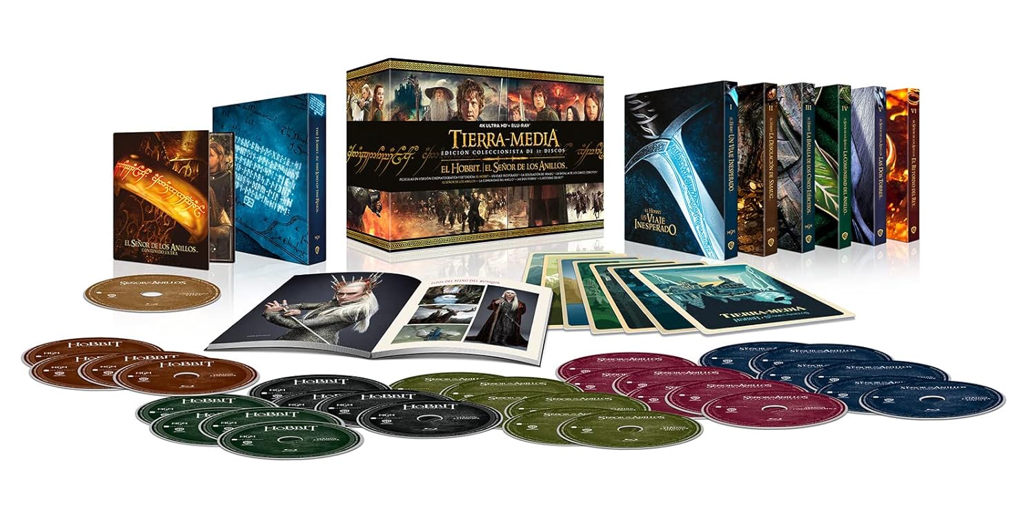 Pack Tierra Media (El Hobbit + El Señor de los Anillos) – Edición Coleccionista 4K UHD + Blu-ray (31 discos)