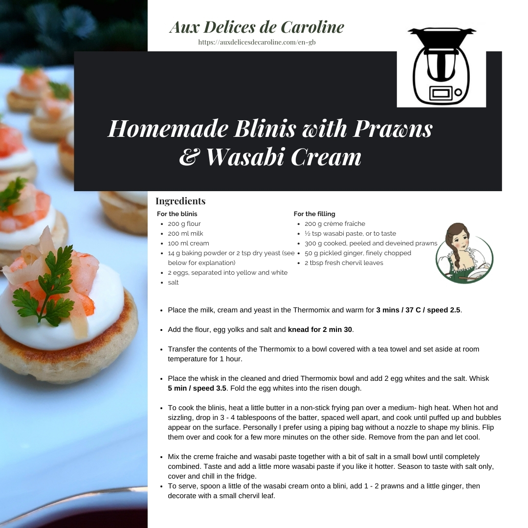 Homemade Blinis with Prawns & Wasabi Cream (traditional & Thermomix)