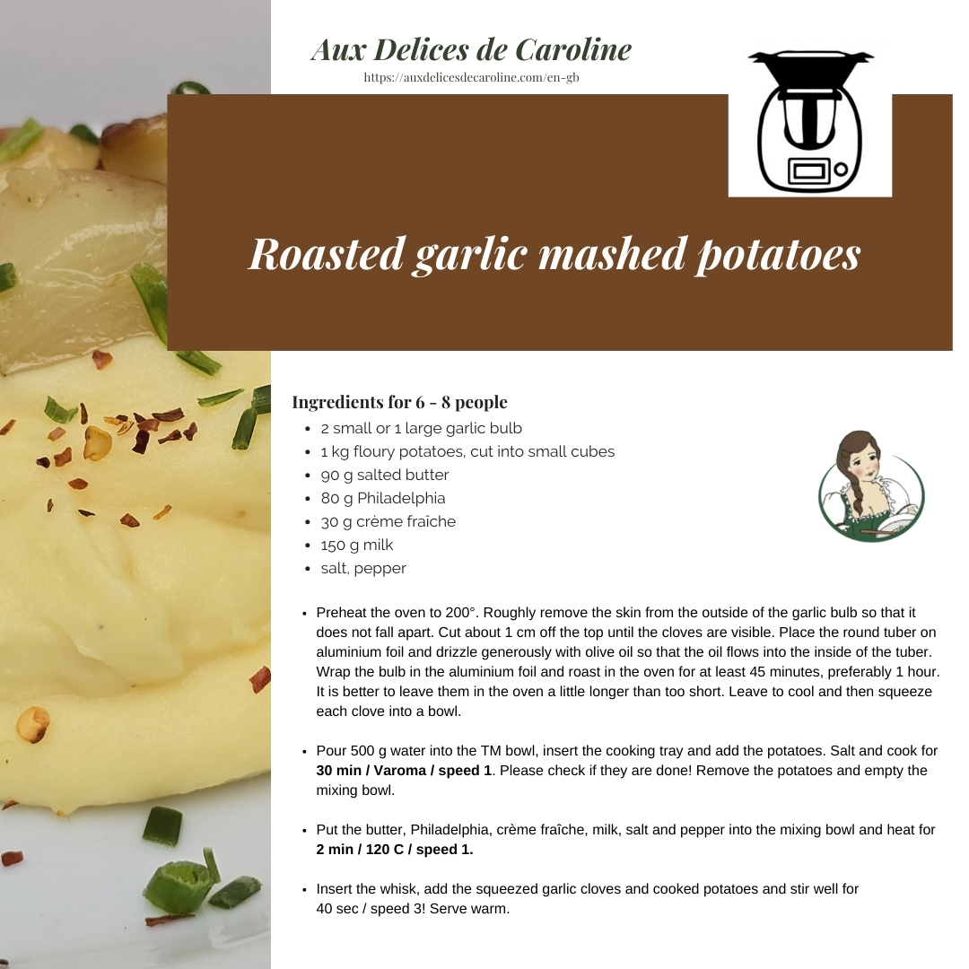 Roasted garlic mashed potatoes (traditional & Thermomix)