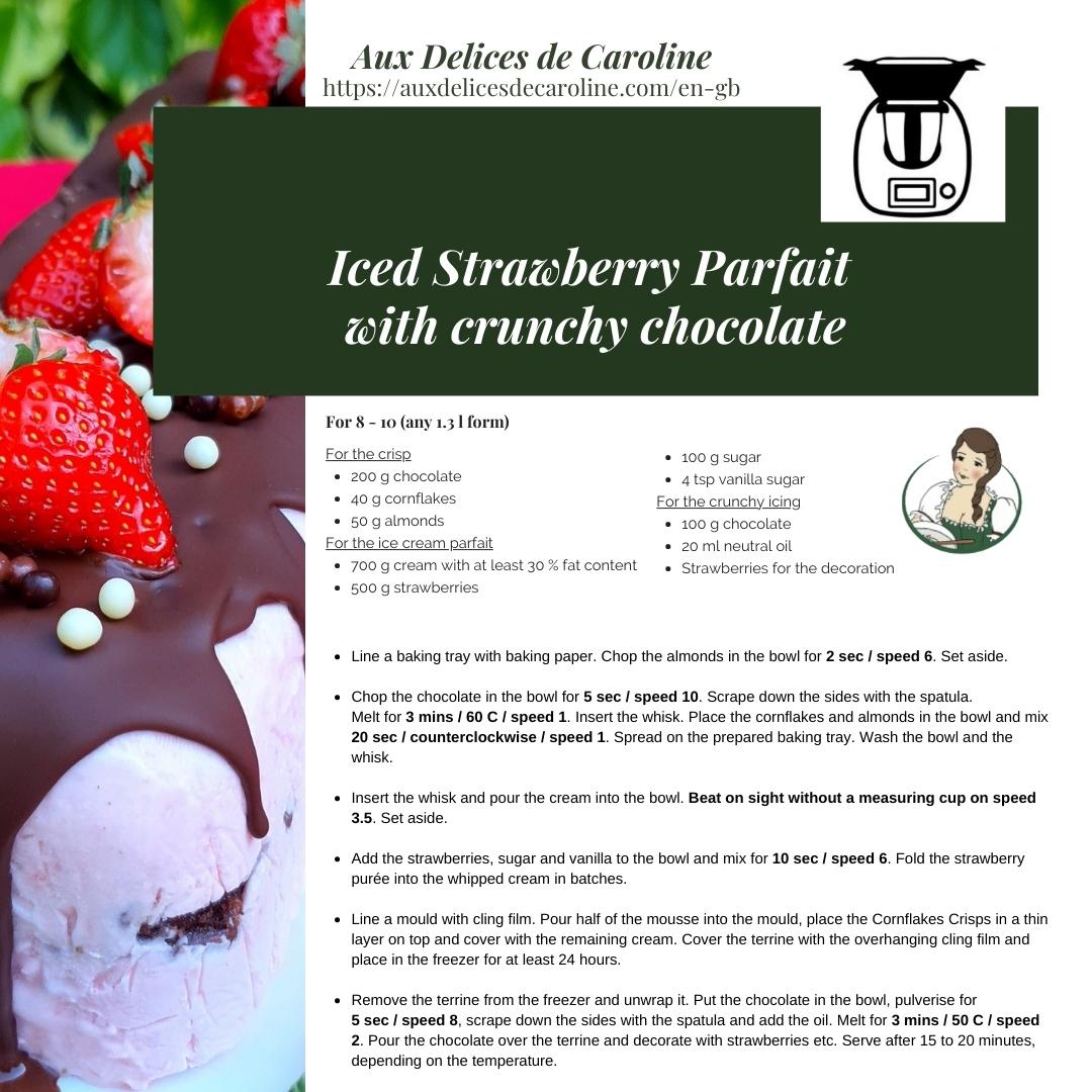 Iced Strawberry Parfait with crunchy chocolate (traditional & Thermomix)