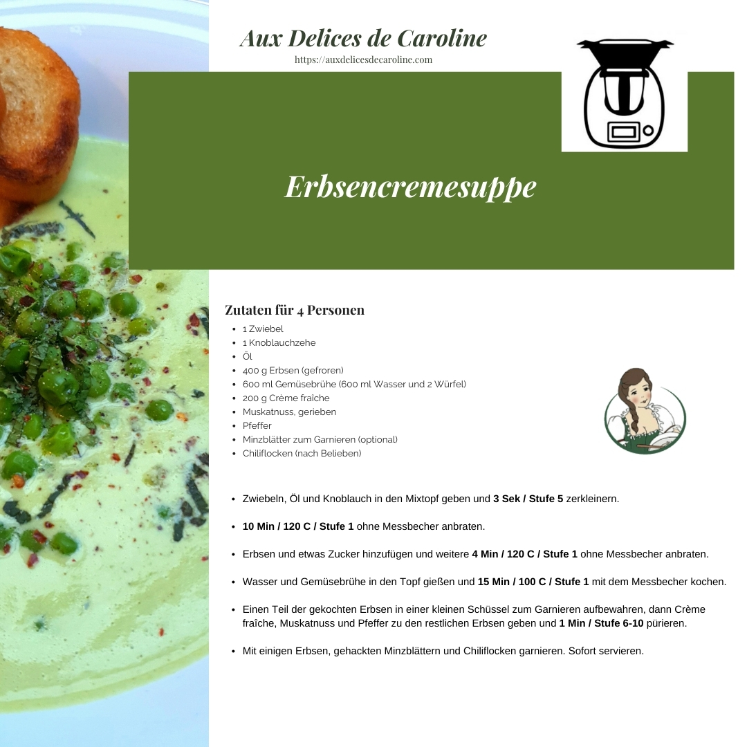 Erbsencremesuppe (traditionell & Thermomix)