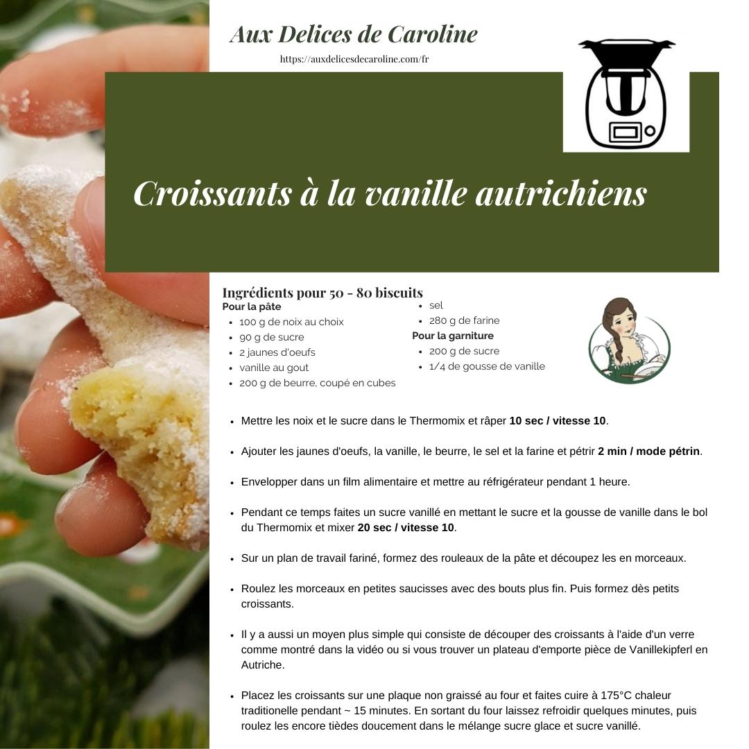 Vanillekipferl – Croissants à la vanille autrichiens (traditionnelle et Thermomix