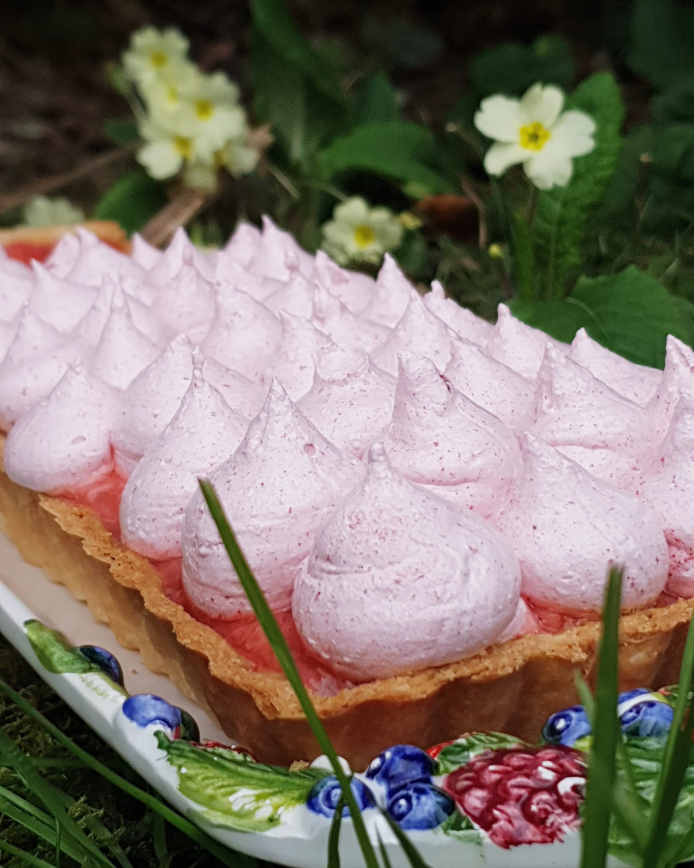 Tarte fraises rhubarbe meringuée