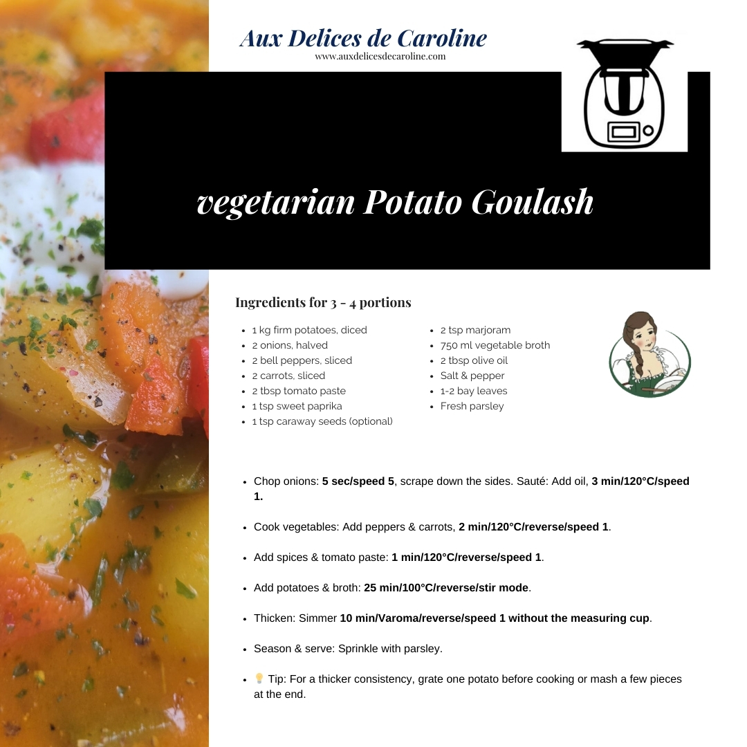 Vegetarian Potao Goulash (traditional method & Thermomix)