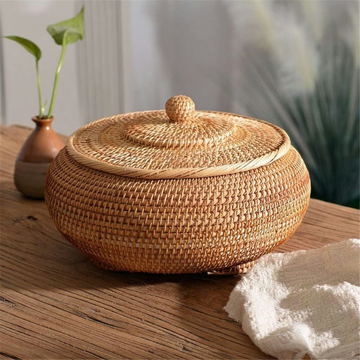 Cesta de mimbre con tapa - Imagen 2