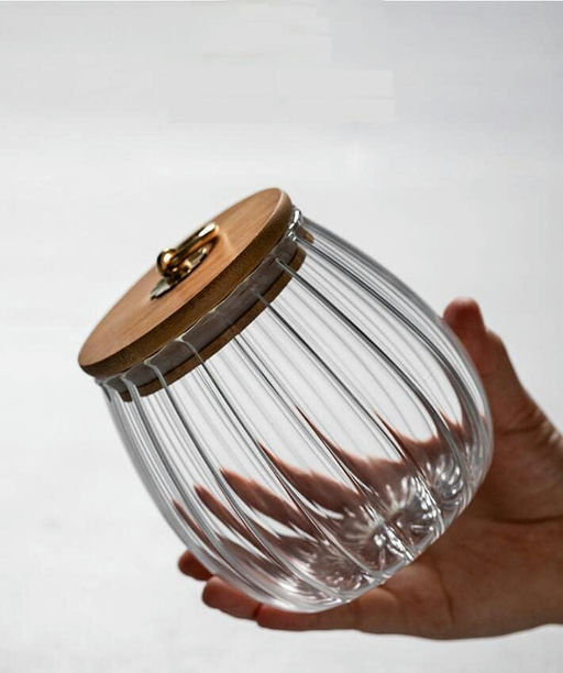 Tarro de cristal minimalista con tapa de bambú 600 ml - Imagen 1