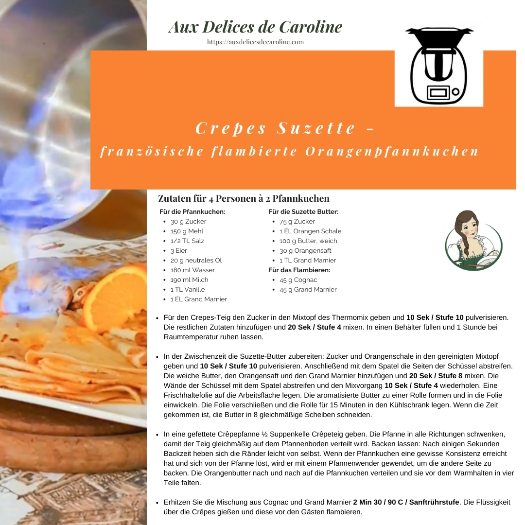 Crepes Suzette - französische flambierte Orangen-Pfannkuchen (traditionnel & Thermomix