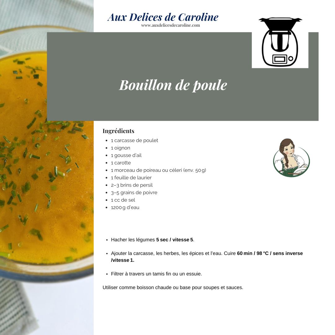Bouillon de poule à partir d'une carcasse (traditional method & Thermomix)