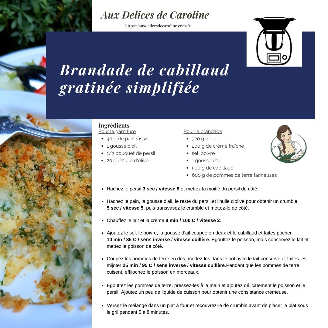 Brandade de cabillaud simplifiée au gratin (traditionelle & Thermomix)