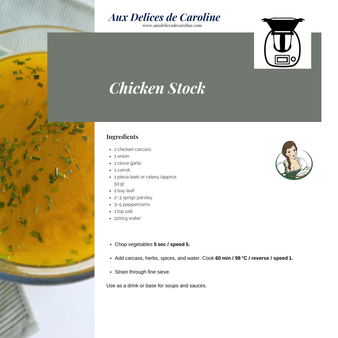 Chicken Stock from Carcass (traditional method & Thermomix)