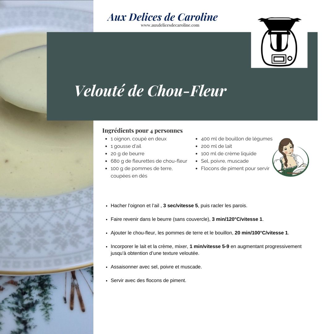 Velouté de chou-fleur (méthode traditionnelle & Thermomix)