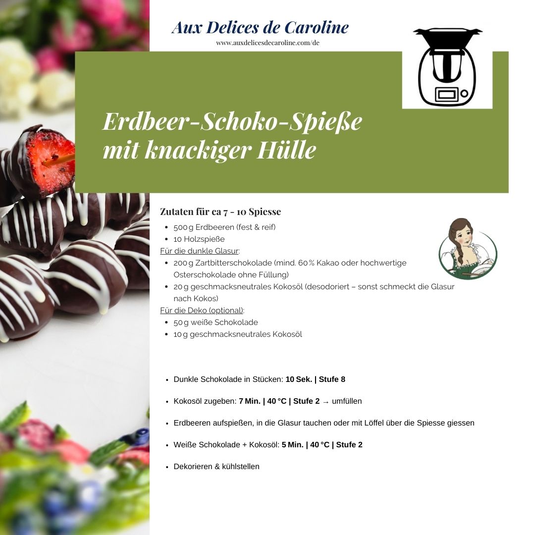 Erdbeer-Schoko-Spieße mit knackiger Hülle (traditionelle Methode & Thermomix)