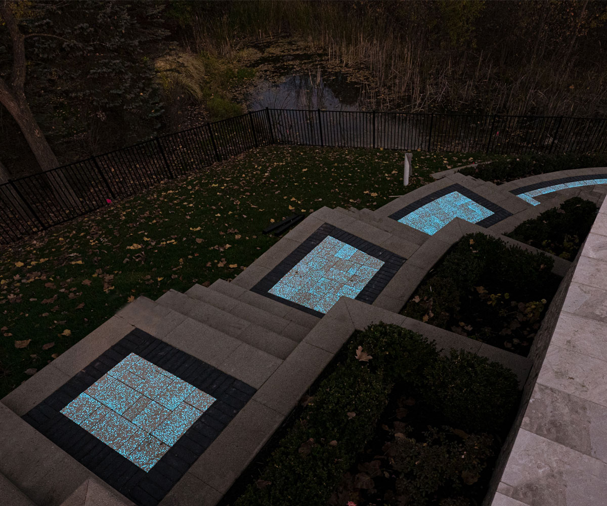 Glow in the dark outdoor steps for Hilliard Ohio walkway