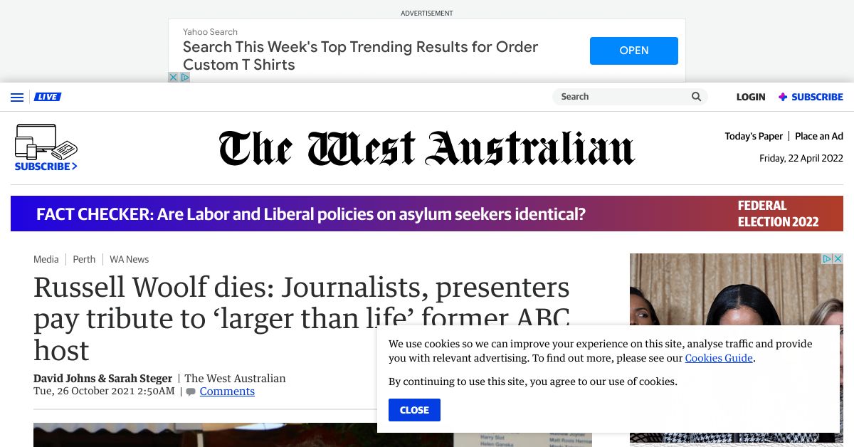 Russell Woolf dies Journalists presenters pay tribute to larger than life former ABC host