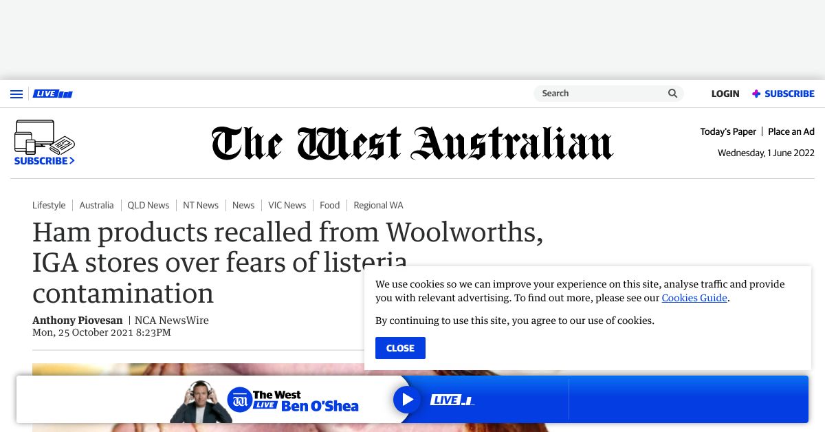 Ham products recalled from Woolworths IGA stores over fears of listeria contamination