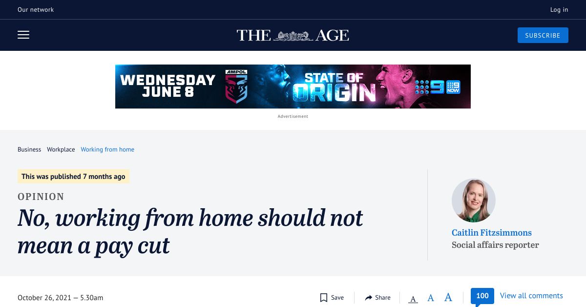 No working from home should not mean a pay cut