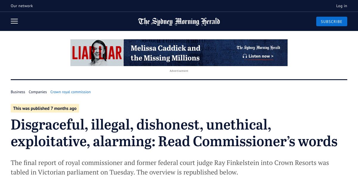 Disgraceful illegal dishonest unethical exploitative alarming Read Commissioners words