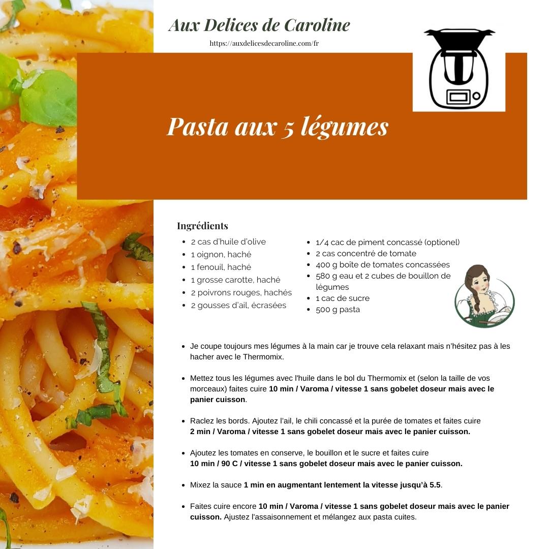 Sauce Pasta aux 5 légumes (traditionelle & Thermomix)